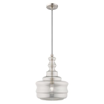 Livex Lighting Art Glass 1 - Light Pendant in  Brushed Nickel