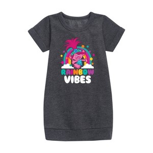 - Trolls - Rainbow Vibes Poppy Graphic Short Sleeve Fleece Dress - 1 of 3