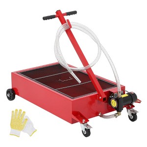 110V Oil Drain Pan, 20-Gallon Metal Oil Change Pan Cart with 180W Electric Pump, 8-Foot Hose, Folding Handle Design, comes with a pair of gloves,Red - 1 of 4