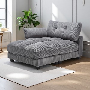 Oversized Corduroy Sleeper Chaise Lounge with USB, Cup Holder & Side Pocket - 1 of 4