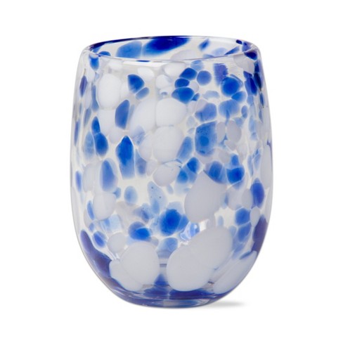 Berkware Set Of 2 Sparkling Blue Colored Stemless Wine Glass (19oz) : Target