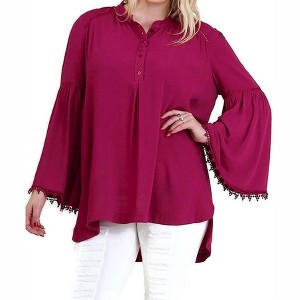 Women's Popover Trumpet Sleeve Blouse - umgee - 1 of 4