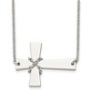 Chisel Stainless Steel Polished Sideways Cross with Chain Necklace on a 21" Cable Chain Necklace - 2 of 4