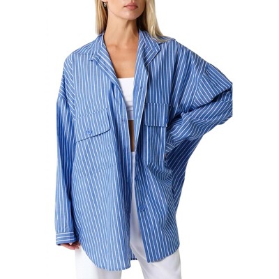Women's Oversize Button Down Shirt - OLIVACEOUS
