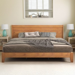 Galano Abby Serene Platform Bed with Headboard in Amber Walnut, Oslo Oak - 1 of 4