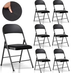 SUGIFT Fabric Padded Folding Chair Portable Dining Chairs Set of 6, Black - 1 of 4