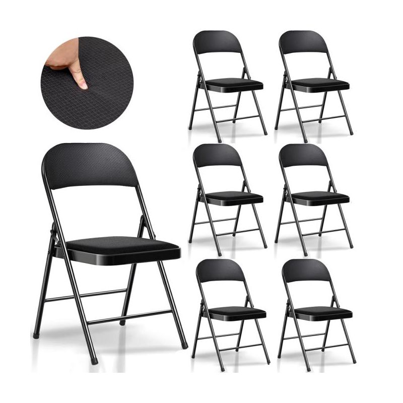SUGIFT Fabric Padded Folding Chair Portable Dining Chairs Set of 6, Black, 1 of 7