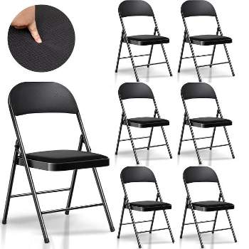SUGIFT Fabric Padded Folding Chair Portable Dining Chairs Set of 6, Black
