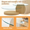 Oval Coffee Table with Double Layer Design, Glass Cocktail Table Accent Table Sofa Side Table Center Table, Marble / Wood Grain - ModernLuxe - 4 of 4