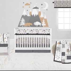 Bacati - Woodlands Forest Animals Beige/Grey 6 pc Boy or Girl Gender Neutral Unisex Baby Crib Bedding Set with Long Rail Guard Cover - 1 of 4