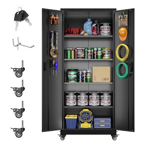 SUXXAN 73''H Garage Storage Cabinet With Wheels,steel Cabinets With 2 Doors And 4 Adjustable Shelves For Home Office, Assembly Required - 1 of 4
