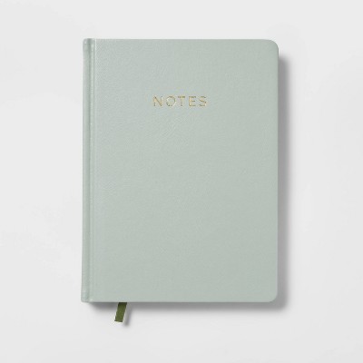 College Ruled Journal 7.75"x5.5" Faux Leather Sage - Threshold™: Lined Notebook, Hard Cover, 120 Pages, Acid-Free Paper