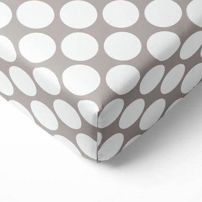 Bacati - Gray Large Dots 100 percent Cotton Universal Baby US Standard Crib or Toddler Bed Fitted Sheet