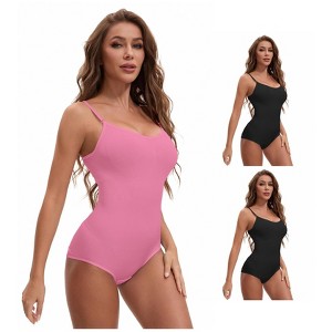 INSPIRE CHIC 3 Packs Women's Scoop Neck Sleeveless Seamless Bodysuit Tummy Control Briefs Body Shaper - 1 of 4