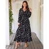 Coolmee Women Casual Maxi Dresses Long Sleeve V Neck Floral Ruffle Boho Long Dress Wedding Guest Dress - 2 of 4