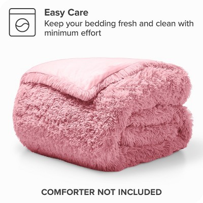 Light Pink Shaggy Faux Fur Twin/Twin XL Duvet Cover