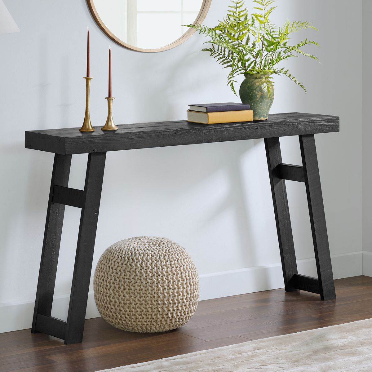 Alaterre Furniture Lawas Solid Wood Console Table - 56 Inch Modern Farmhouse Entryway Table - thumbnail 4