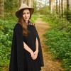 Catalonia Women's Cape with Cheetah Faux Fur Collar, Fleece Cloak Coat, Snuggly Hooded Wearable Blanket, Gift Idea for Mom and Teen Girls - 2 of 4