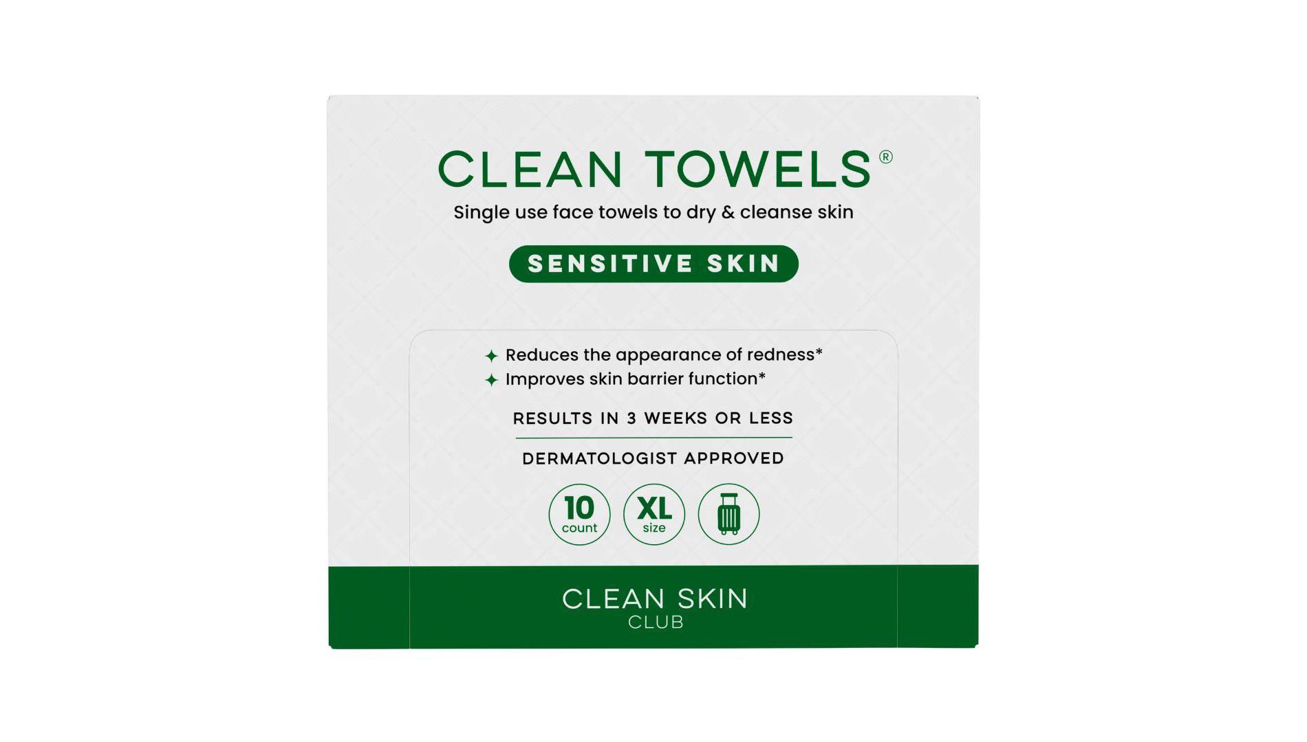 Clean Skin Club Sensitive Skin Cleansing Towels - XL - 10ct: Alcohol-Free, Trial Size, Facial Cleansers