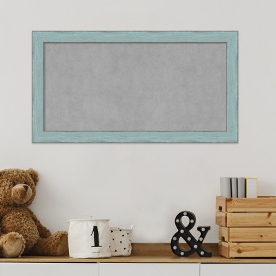 Sky Blue Rustic Framed Magnetic Board with Steel Surface