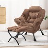 Modern Lounge Chair with Ottoman - Oversized Accent Chair with Folding Footrest - Comfortable Reading Chair for Living Room Bedroom - Beige - 2 of 4