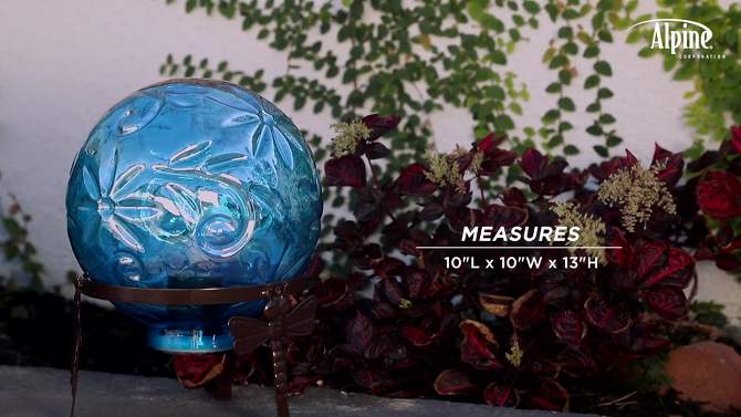 13&#34; Glass Globe D&#233;cor with LED Light Blue - Alpine Corporation, 2 of 12, play video