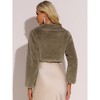 INSPIRE CHIC Women's Evening Bow Tie Front Turndown Collar Faux Fur Fluffy Cropped Coat - 4 of 4