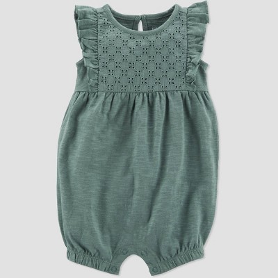 Carter's Just One You® Baby Girls' Eyelet Romper - Olive Green Newborn