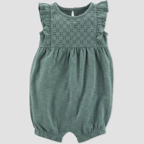 Carter's Just One You® Baby Girls' Eyelet Romper - Olive - image 1 of 2