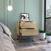 NicBex 2 Drawers Nightstand with Black Handle Design,Bedside Table with Hairpin Metal Legs,Modern Side Table for Bedroom - 2 of 4