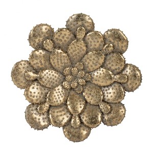 10"x1.5" Succulent Wall Plaque Antique Gold - A&B Home: Metal Bohemian Decor, Art Deco Style - 1 of 4