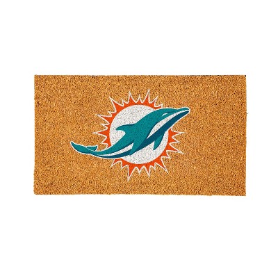 EvergreenNFLMiami Dolphins Logo Natural Coir 28 x 16 Inches Indoor Outdoor Doormat