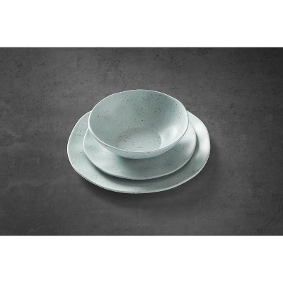 Mint and White Speckled Melamine 12-Piece Dinnerware Set