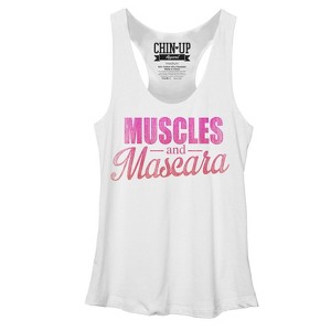 Women's CHIN UP Mascara and Muscles Racerback Tank Top - 1 of 3
