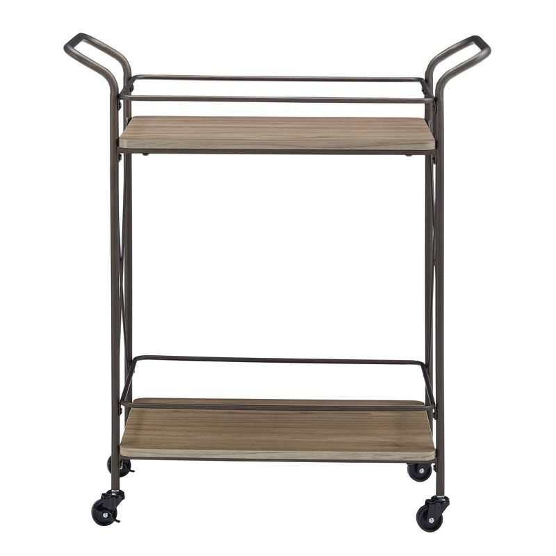 Raddatz Metal X Frame Bar Cart with Wood Shelf Bronze/Walnut - Inspire Q, 4 of 8