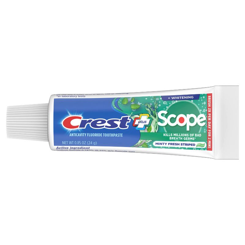 Crest Complete Whitening Plus Scope Multi-Benefit Fluoride Toothpaste Minty Fresh Travel Trial Size Toothpaste, 4 of 12