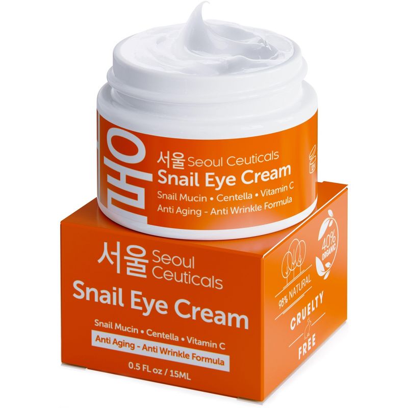 Seoul Ceuticals Korean Skin Care Snail Eye Cream - 97.5% Snail Mucin Korean Beauty Skincare Anti Aging Under Eye Cream With Centella Asiatica, .5 oz, 2 of 7
