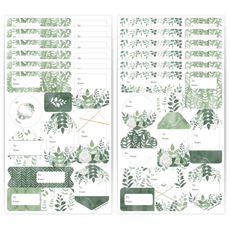 Big Dot of Happiness Boho Botanical - Assorted Greenery Party Gift Tag Labels - To and From Stickers - 12 Sheets - 120 Stickers, 1 of 9