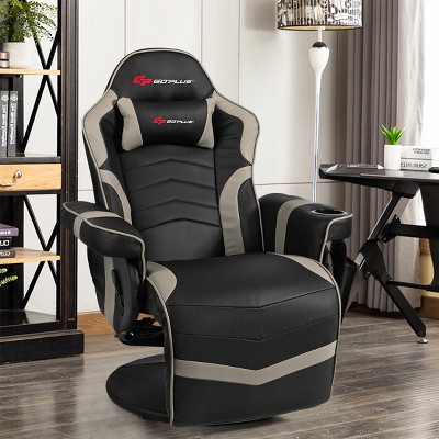 Gray Ergonomic High Back Massage Gaming Chair with Pillow
