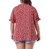 Agnes Orinda Women's Plus Size Summer Floral V Neck Ruffle Puff Short Sleeve Casual Blouse - 4 of 4