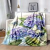 Lomsoe Butterfly Hydrangea Print Flannel Blanket - All Seasons Soft and Warm Throw Blanket for Bed, Napping, Camping, Travel, Office - 2 of 4
