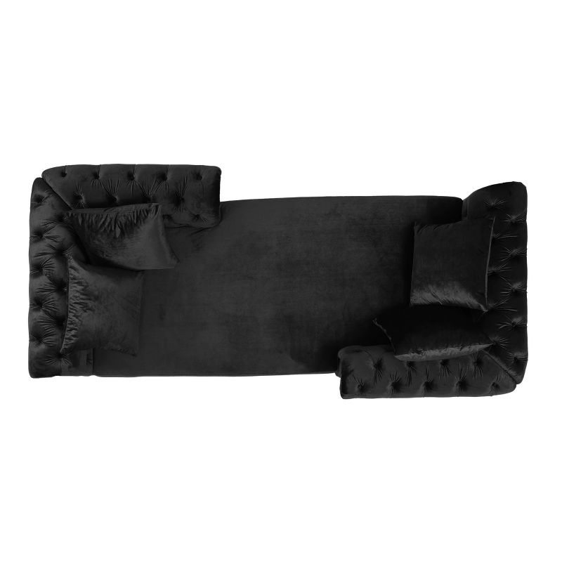Houck Modern Glam Tufted Velvet Tete-A-Tete Chaise Lounge with Accent Pillows - Christopher Knight Home, 6 of 11