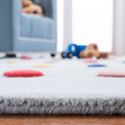 Gray Hand-Tufted Wool Kids Square Area Rug