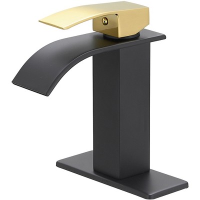BWE Waterfall Single Handle Single Hole Low-Arc Bath Faucet Bathroom Drip-Free Vanity Sink Faucet