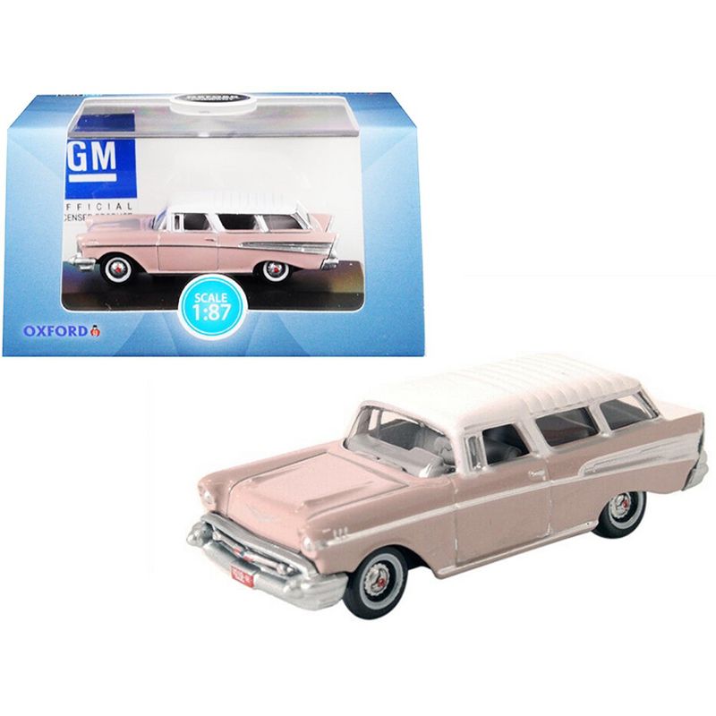 1957 Chevrolet Nomad Dusk Pearl Pink with Imperial Ivory Top 1/87 (HO) Scale Diecast Model Car by Oxford Diecast, 1 of 4