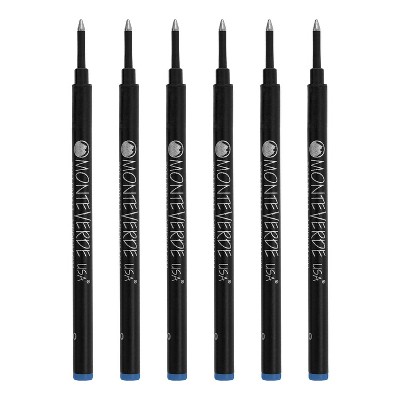 Monteverde Rollerball Pen Refill Medium Point Blue Ink 6 Pack (G233BU)