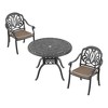 ACEPANO 3-Pieces Aluminum Patio Dining Coffee Table Set With Umbrella Hole, Brown Cushions-Black - 3 of 4