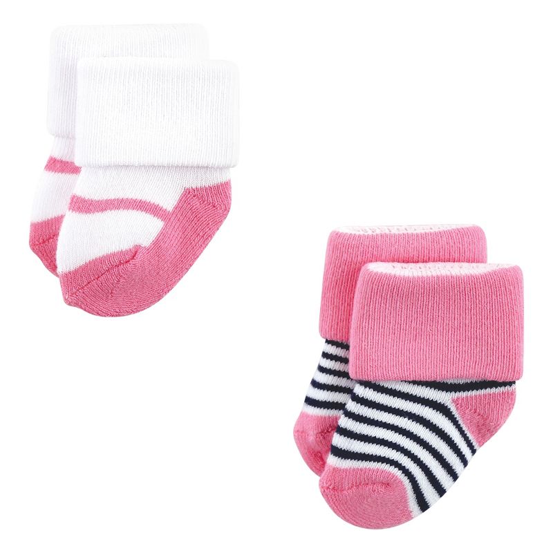 Luvable Friends Baby Girl Newborn and Baby Terry Socks, Pink Mary Janes 12-Pack, 5 of 10
