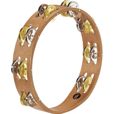  Meinl Recording-Combo Wood Tambourine Two Rows Dual Alloy Jingles Super Natural 