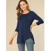 Allegra K Women's 3/4 Sleeve Round Neck Button Decor Casual Stretchy Tunic Tops - 3 of 4